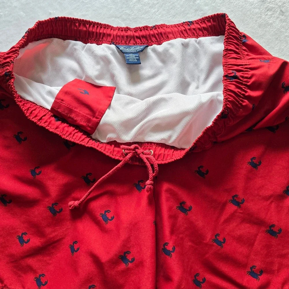Brooks Brothers Mens XL Red Crab Print Swim Trunks Mesh Lined Board‎ Shorts